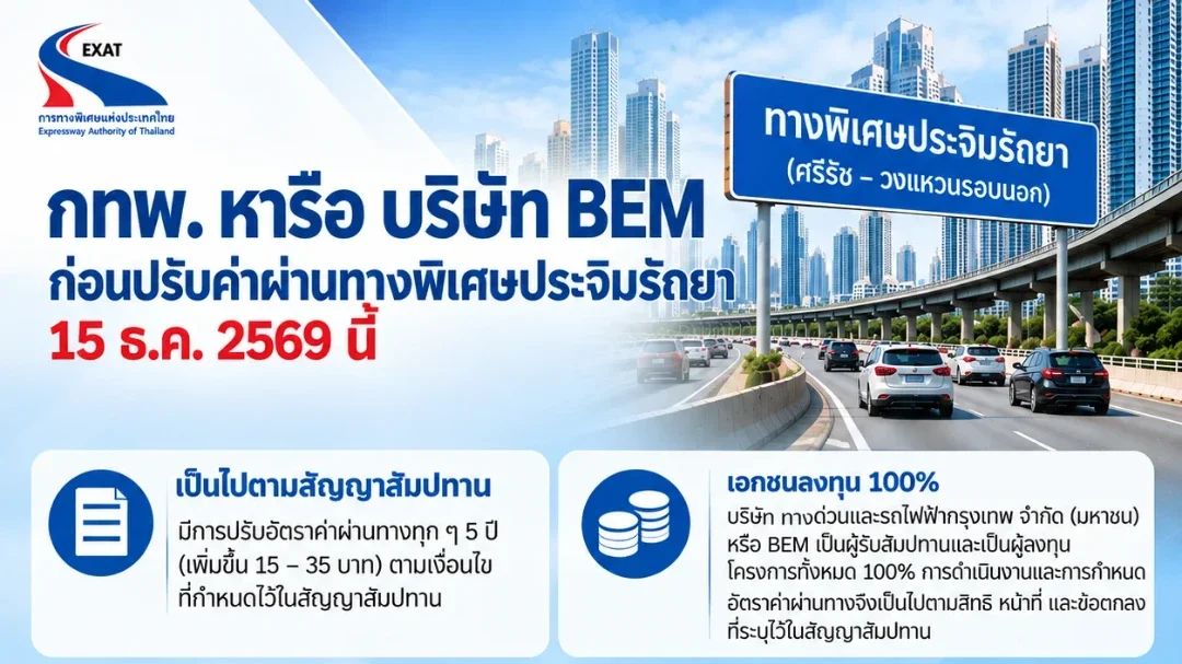 เตรียมจ่ายเพิ่ม! ค่าผ่านทางประจิมรัถยา ปรับใหม่เริ่ม 80 บาท