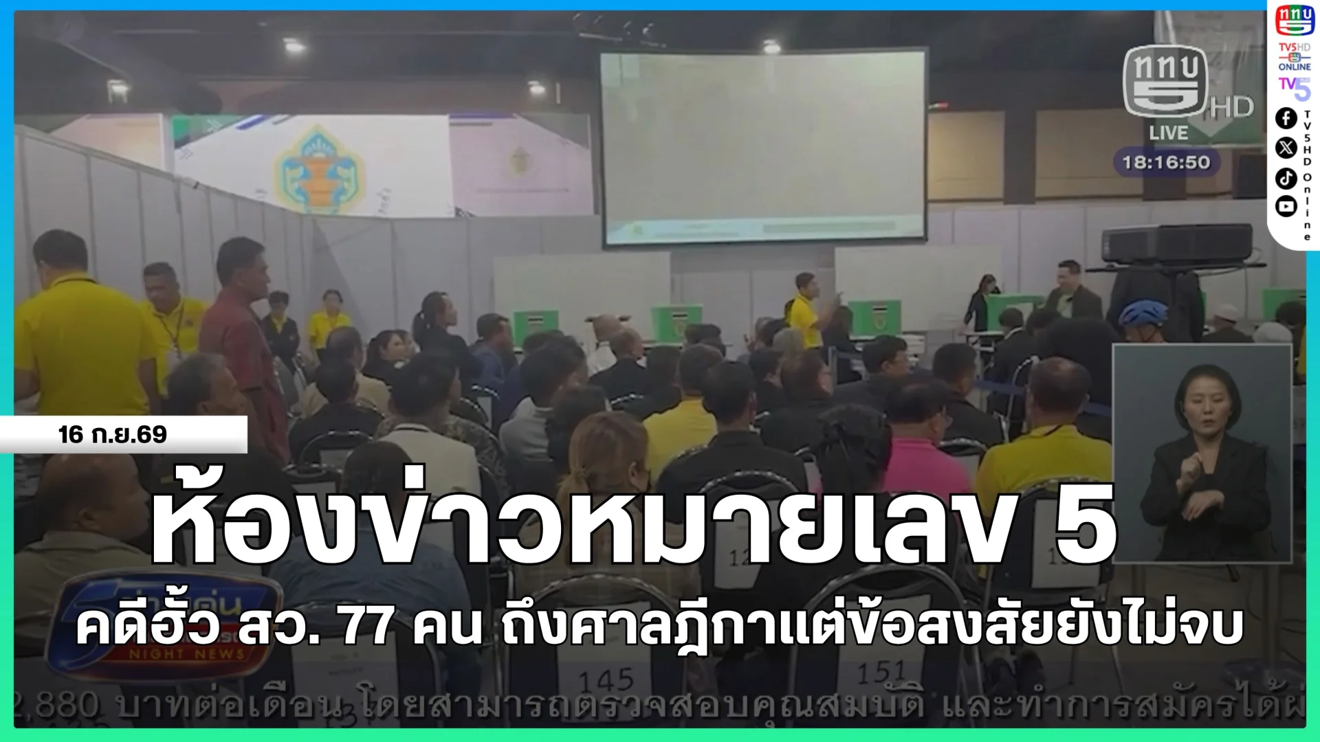 ห้องข่าวหมายเลข 5 : คดีฮั้ว สว. 77 คน ถึงศาลฎีกาแต่ข้อสงสัยยังไม่จบ