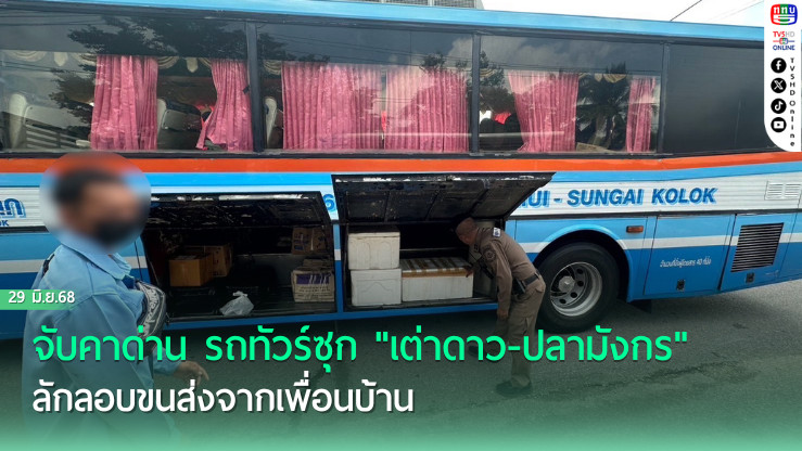 จับคาด่าน รถทัวร์ซุก "เต่าดาว-ปลามังกร" ลักลอบขนส่งจากเพื่อนบ้าน