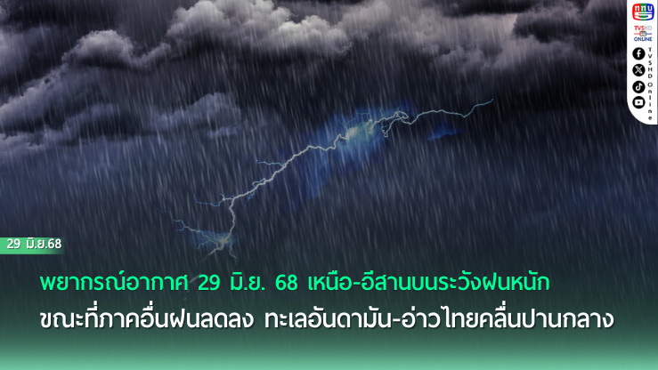 ระวัง! ฝนถล่มเหนือ-อีสานบน คลื่นลมแรงทะเลอันดามัน