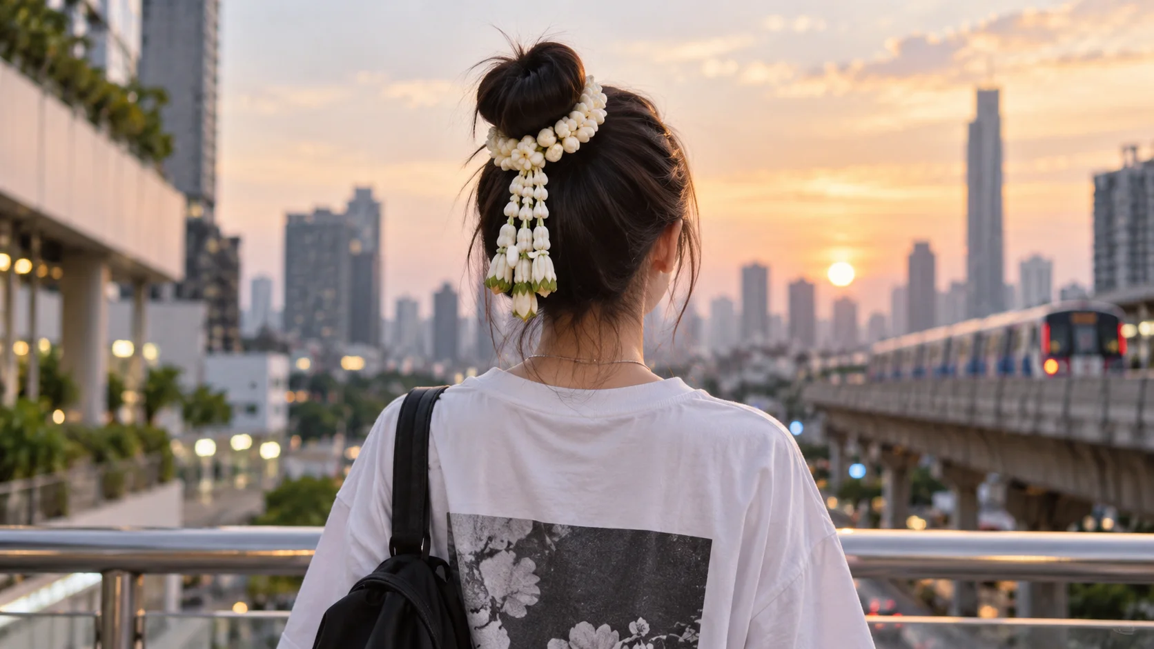 ไวรัลใหม่ Gen Z ฮิตนำพวงมาลัยดอกไม้สดผูกมวยผม เช็กอินปากคลองตลาด