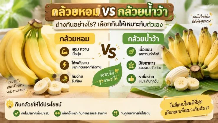 “กล้วยหอม vs กล้วยน้ำว้า” ต่างกันอย่างไร?