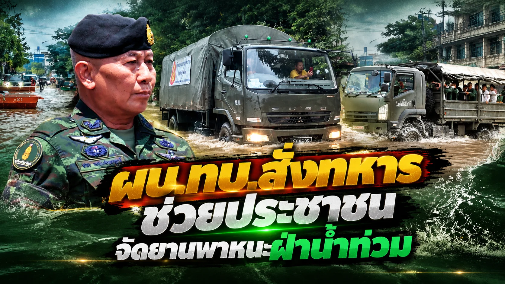 ผบ.ทบ. สั่งทหารช่วยประชาชน จัดยานพาหนะฝ่าน้ำท่วม
