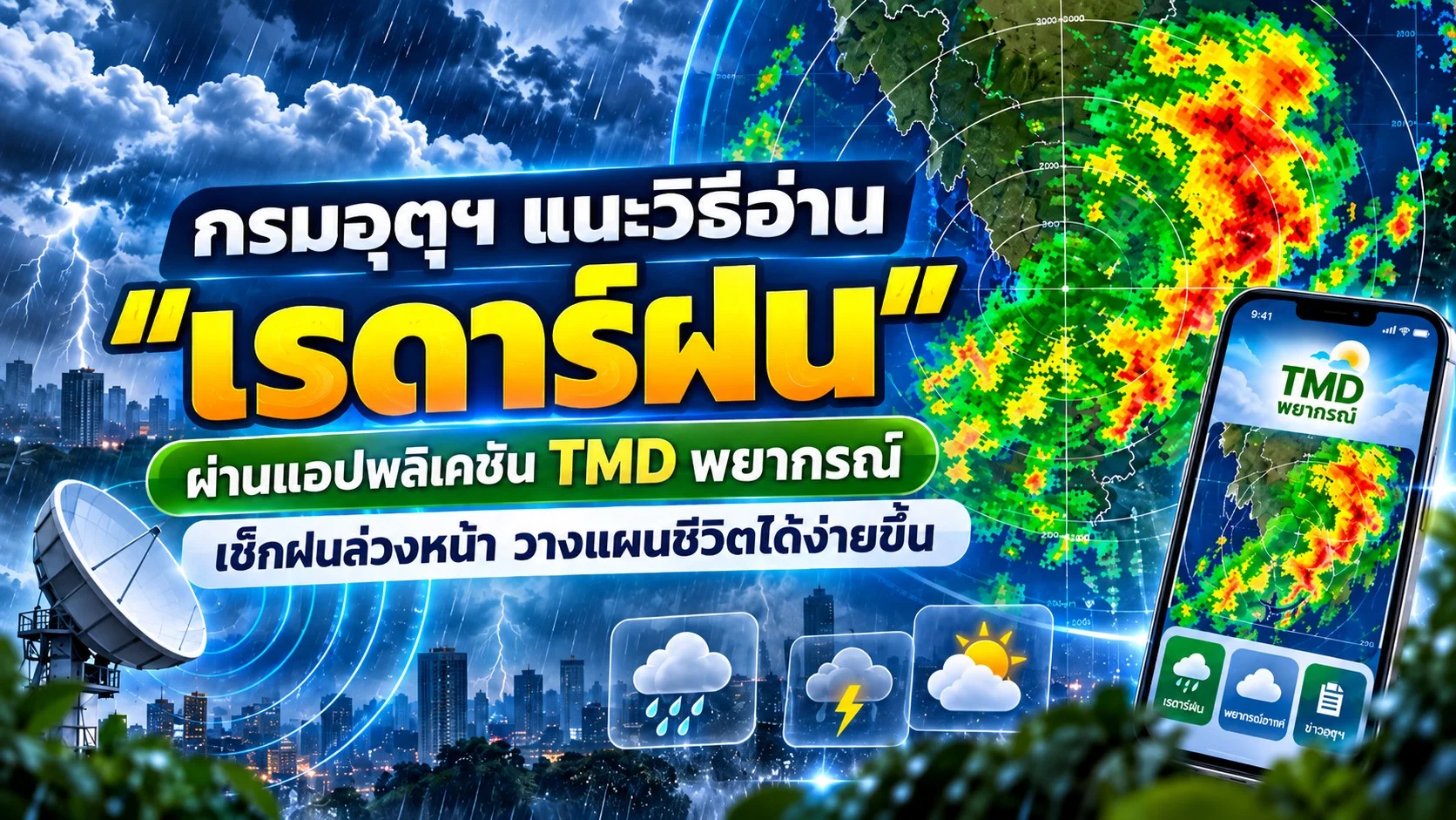 กรมอุตุฯ แนะนำวิธี อ่านเรดาร์ฝน เช็คฝนล่วงหน้า