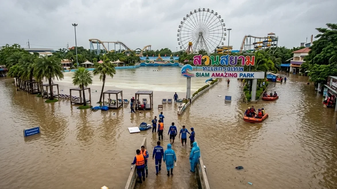 อ่วม! สวนสยามประกาศปิดยาว 6 เดือน เซ่นพิษมวลน้ำทะลักท่วมพื้นที่