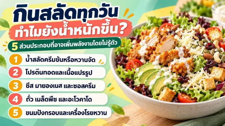 กินสลัดทุกวัน ทำไมยังน้ำหนักขึ้น?” 5 ส่วนประกอบที่อาจเพิ่มพลังงานโดยไม่รู้ตัว
