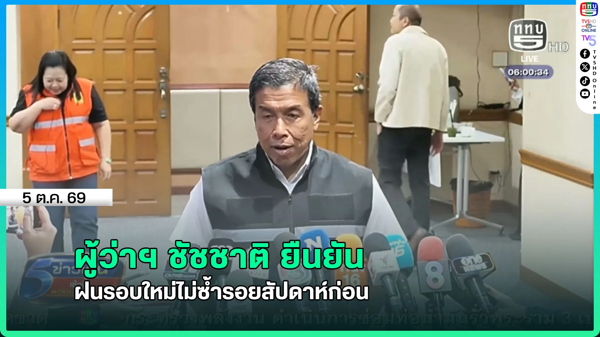 ผู้ว่าฯชัชชาติยืนยัน ฝนรอบใหม่ไม่ซ้ำรอยสัปดาห์ก่อน