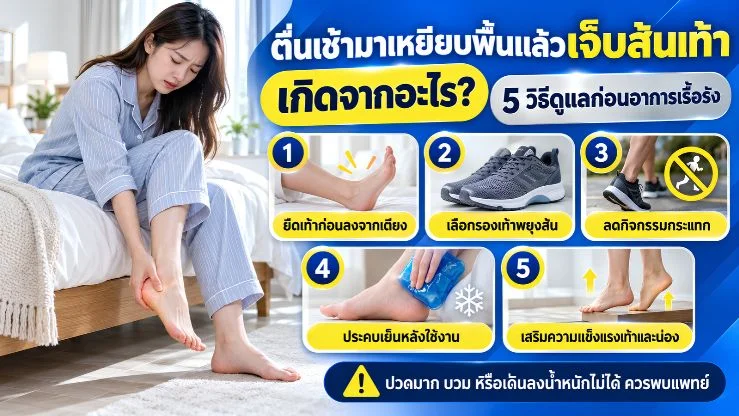 “ตื่นเช้ามาเหยียบพื้นแล้วเจ็บส้นเท้า” เกิดจากอะไร? 5 วิธีดูแลก่อนอาการเรื้อรัง