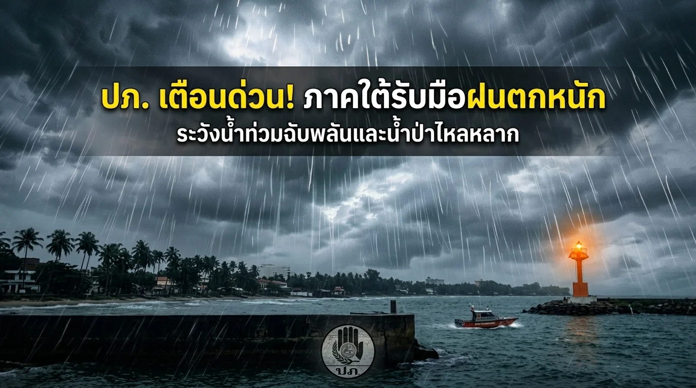 ปภ. เตือนด่วน! ภาคใต้รับมือฝนตกหนัก