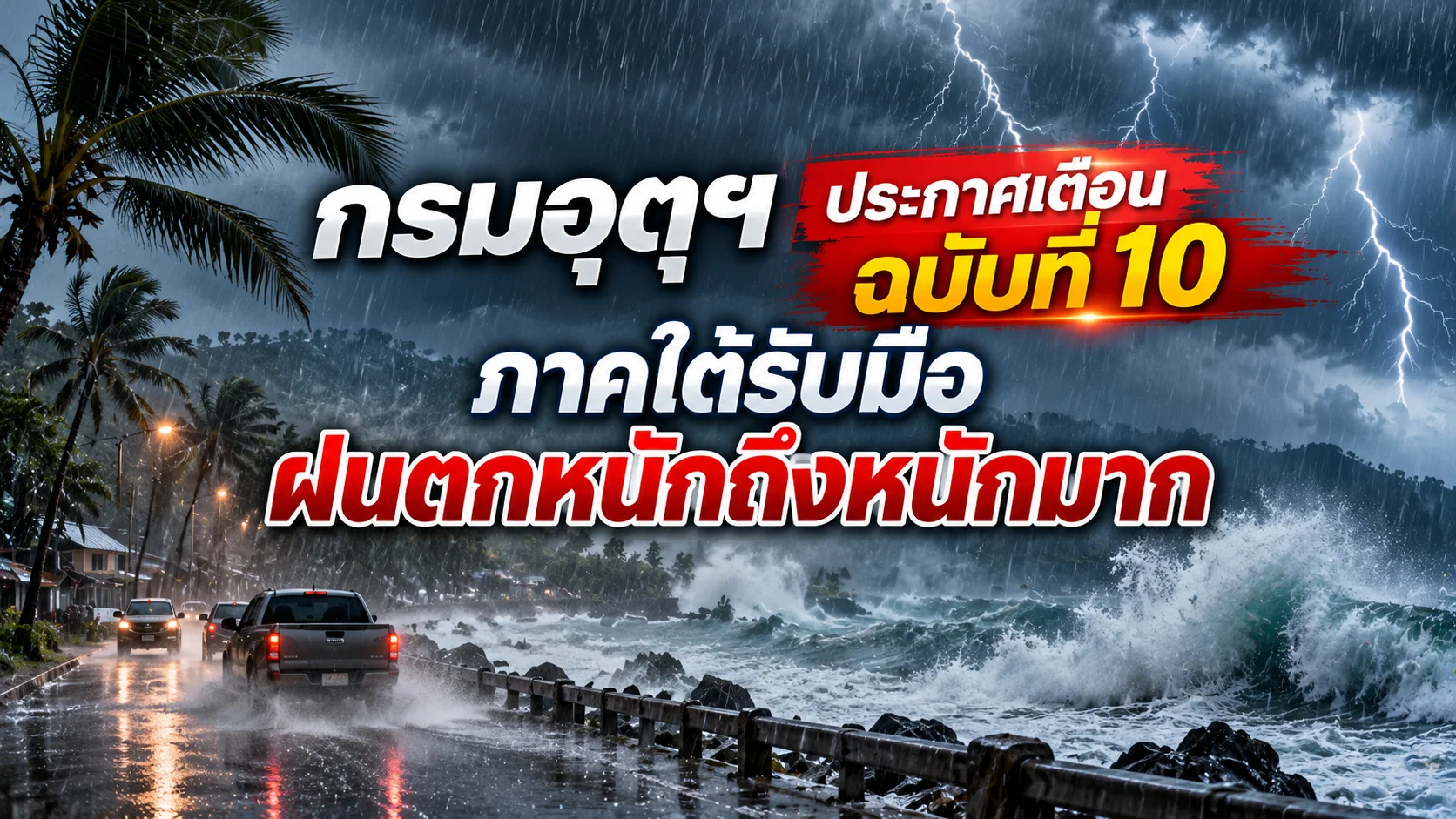 กรมอุตุฯ ประกาศฉบับ 10 ภาคใต้รับมือฝนตกหนักถึงหนักมาก