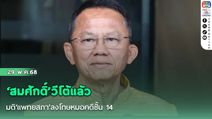 ‘สมศักดิ์’วีโต้แล้ว มติ‘แพทยสภา’ลงโทษหมอคดีชั้น 14