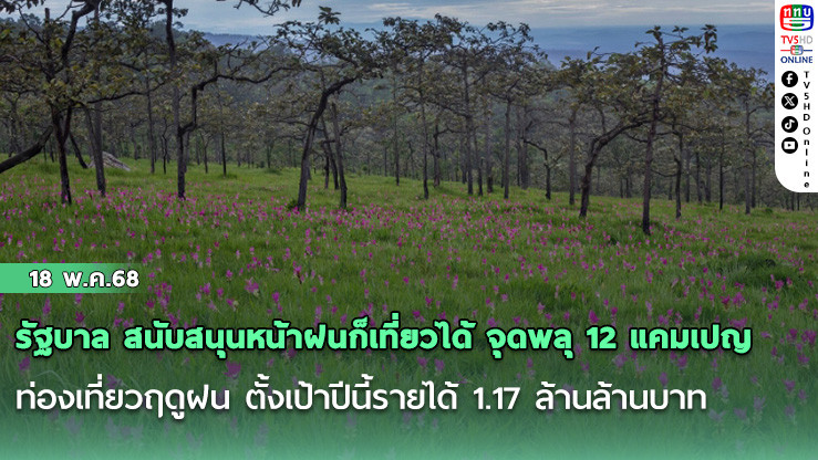 รัฐบาล สนับสนุนหน้าฝนก็เที่ยวได้ จุดพลุ 12 แคมเปญท่องเที่ยวฤดูฝน ตั้งเป้าปีนี้รายได้ 1.17 ล้านล้านบาท 