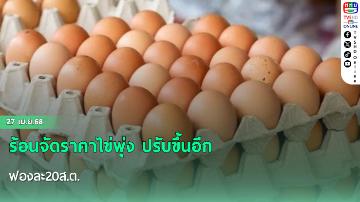 ร้อนจัดราคาไข่พุ่ง ปรับขึ้นอีกฟองละ20ส.ต.