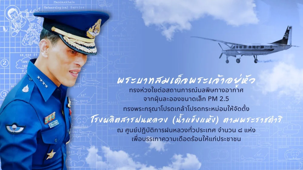 พระบาทสมเด็จพระเจ้าอยู่หัว พระกรุณาโปรดเกล้าโปรดกระหม่อม ให้จัดตั้งโรงผลิตสารฝนหลวง (น้ําแข็งแห้ง) จํานวน ๘ แห่ง