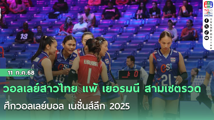วอลเลย์สาวไทย แพ้ เยอรมนี สามเซตรวด ศึกวอลเลย์บอล เนชั่นส์ลีก 2025 สนามที่ 3 ที่สหรัฐอเมริกา
