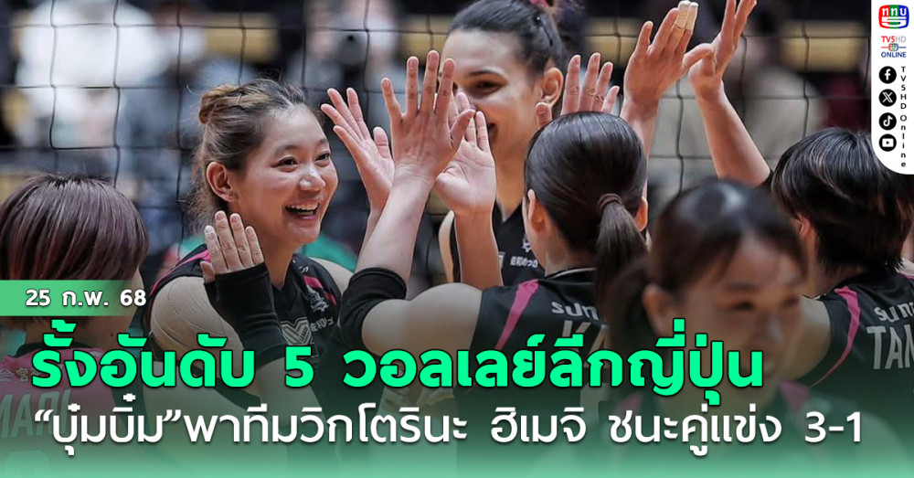 “บุ๋มบิ๋ม”พาทีมวิกโตรินะ ฮิเมจิ ชนะคู่แข่ง 3-1 รั้งอันดับ 5 วอลเลย์ลีกญี่ปุ่น