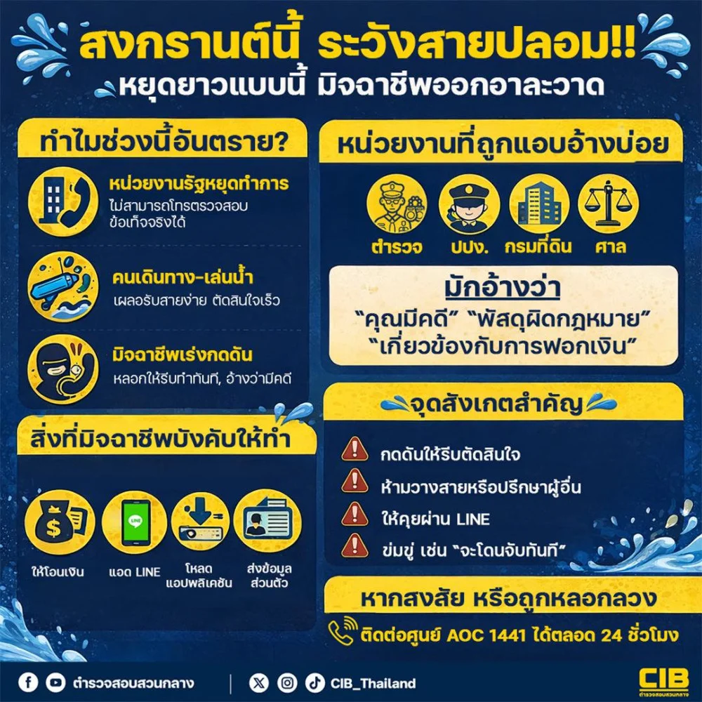 สงกรานต์นี้ ระวังสายปลอม!