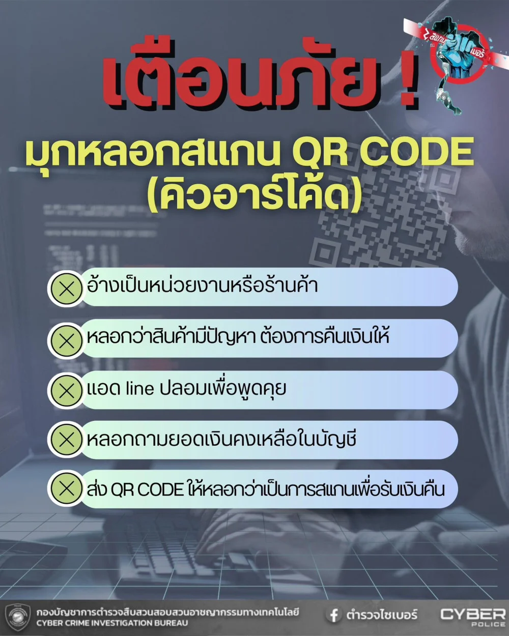 เตือนภัย! มิจฉาชีพหลอก "ขอคืนเงิน" ก่อนส่ง QR Code ดูดเงินออกจากบัญชี