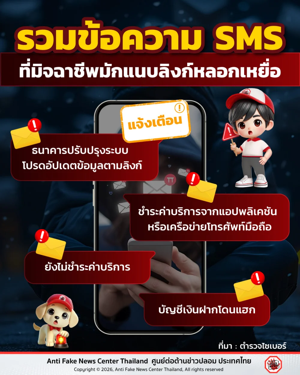 รวมข้อความ SMS ที่มิจฉาชีพมักแนบลิงก์หลอกเหยื่อ