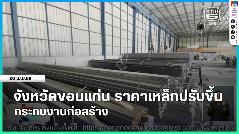 จังหวัดขอนแก่น ราคาเหล็กปรับขึ้น กระทบงานก่อสร้าง