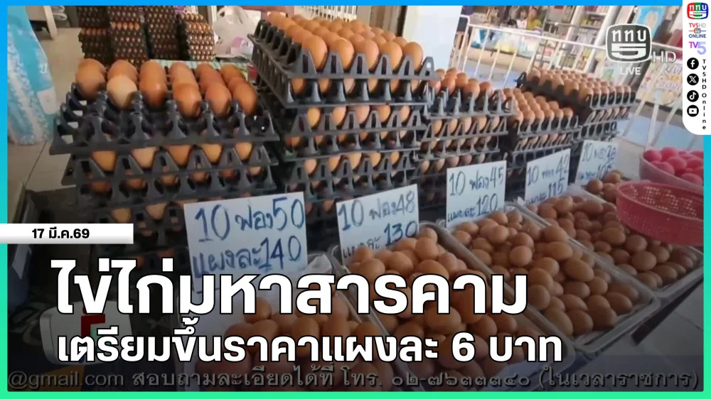 ไขไก่มหาสารคามเตรียมขึ้นราคาแผงละ 6 บาท