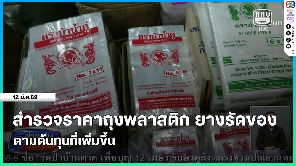 สํารวจราคาถุงพลาสติก ยางรัดของ ตามต้นทุนที่เพิ่มขึ้น