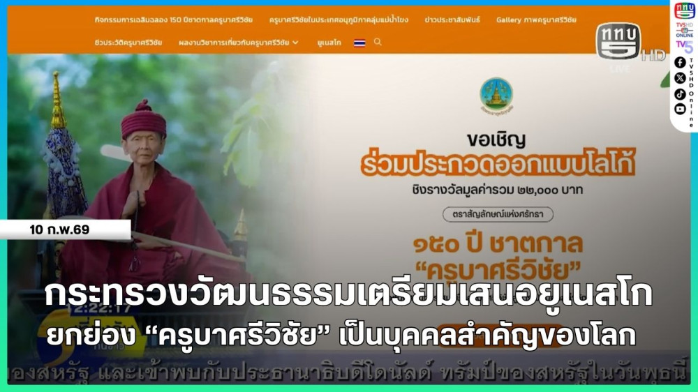 กระทรวงวัฒนธรรมเตรียมเสนอยูเนสโก ยกย่อง "ครูบาศรีวิชัย" เป็นบุคคลสําคัญของโลก