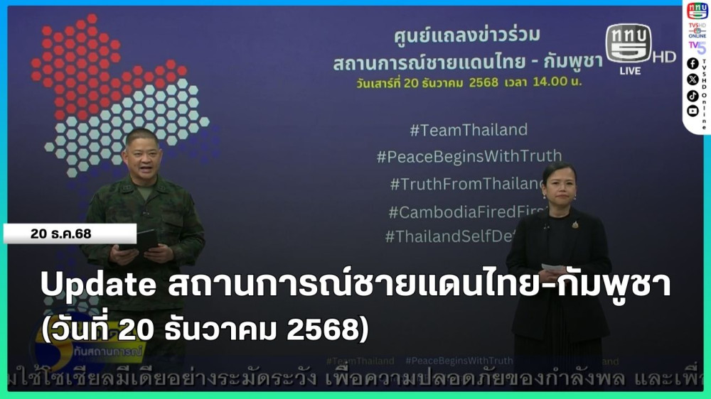 Update สถานการณ์ชายแดนไทย-กัมพูชา (วันที่ 20 ธันวาคม 2568)