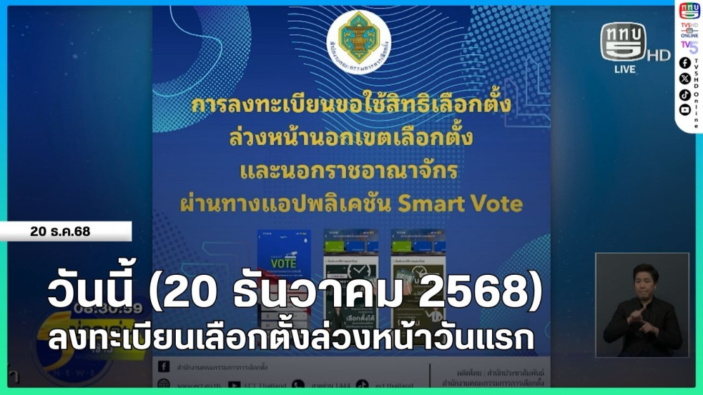 วันนี้ (20 ธันวาคม 2568) ลงทะเบียนเลือกตั้งล่วงหน้าวันแรก