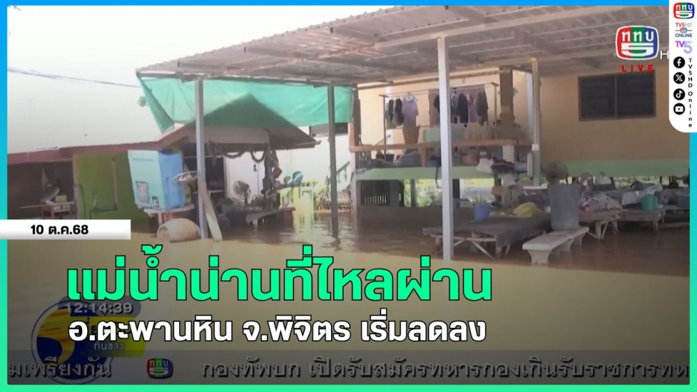 แม่น้ําน่านที่ไหลผ่าน อ.ตะพานหิน จ.พิจิตร เริ่มลดลง