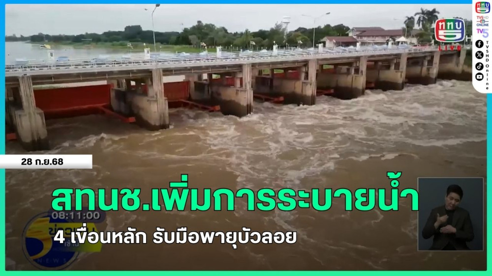 สทนช.เพิ่มการระบายน้ํา 4 เขื่อนหลัก รับมือพายุบัวลอย