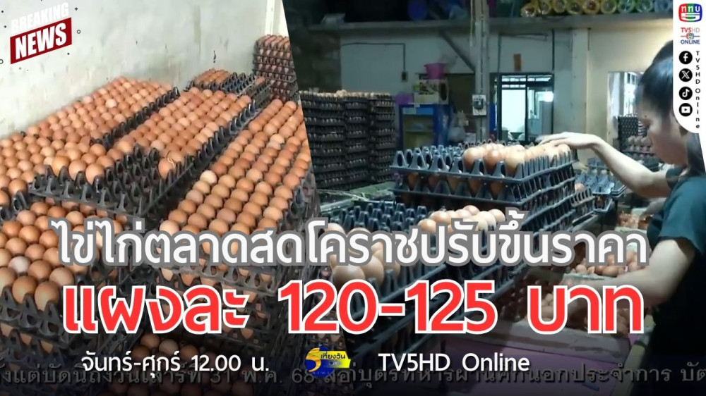 ไข่ไก่ตลาดสดโคราชปรับขึ้นราคา แผงละ 120-125 บาท