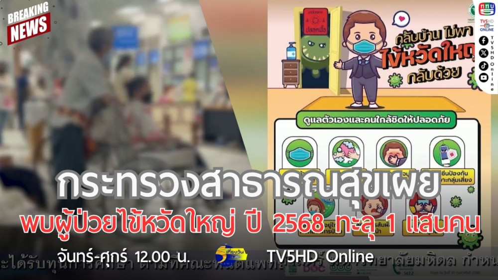 กระทรวงสาธารณสุขเผยพบผู้ป่วยไข้หวัดใหญ่ ปี 2568 ทะลุ 1 แสนคน