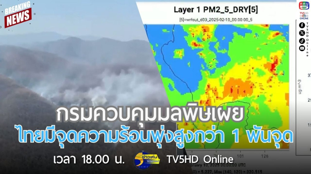 กรมควบคุมมลพิษเผยไทยมีจุดความร้อนพุ่งสูงกว่า 1 พันจุด