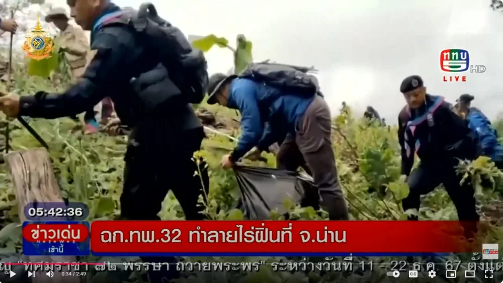 ฉก.ทพ.32-สนธิกำลังฯ ทำลายไร่ฝิ่น กลางเขา ดอยภูแแว จ.น่าน