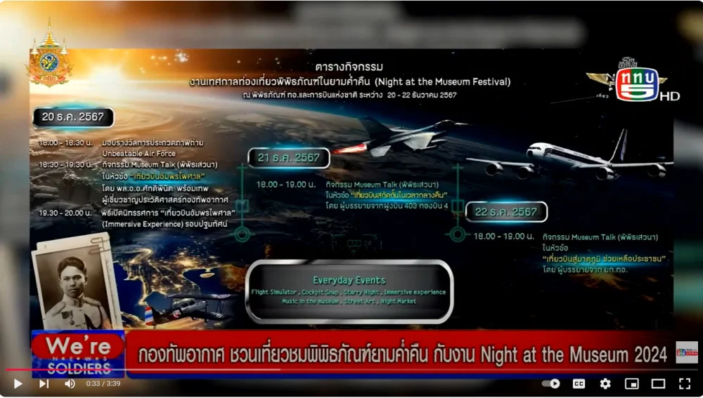 ทอ.เชิญเที่ยวพิพิธภัณฑ์ ทอ. วันที่ 20 - 22 ธ.ค. 67