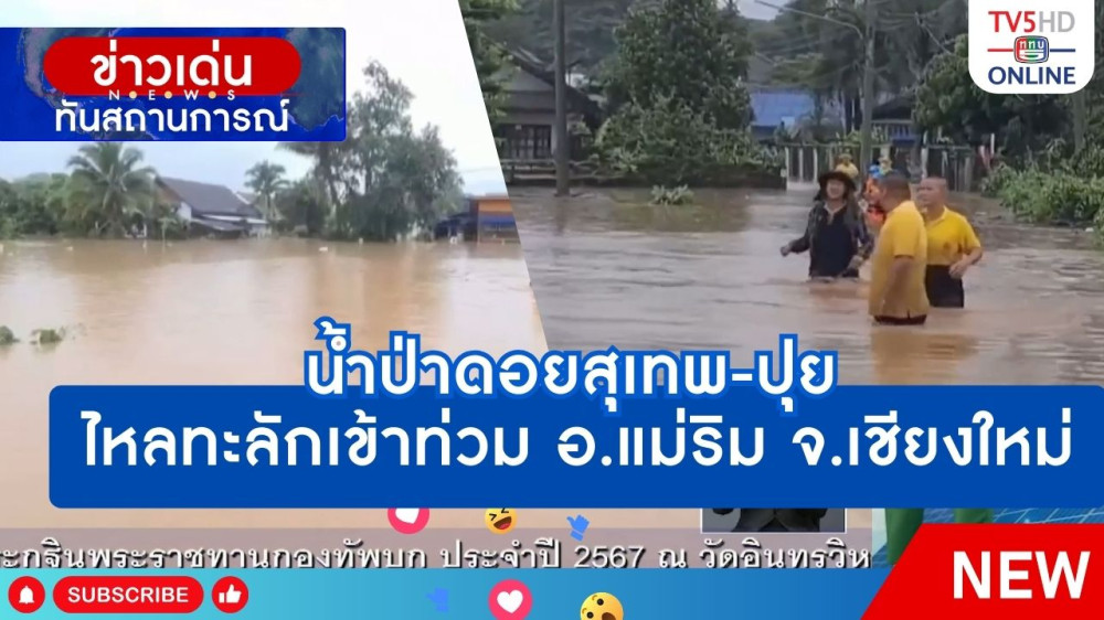 น้ำป่าดอยสุเทพ-ปุย ไหลทะลักเข้าท่วม อ.แม่ริม จ.เชียงใหม่