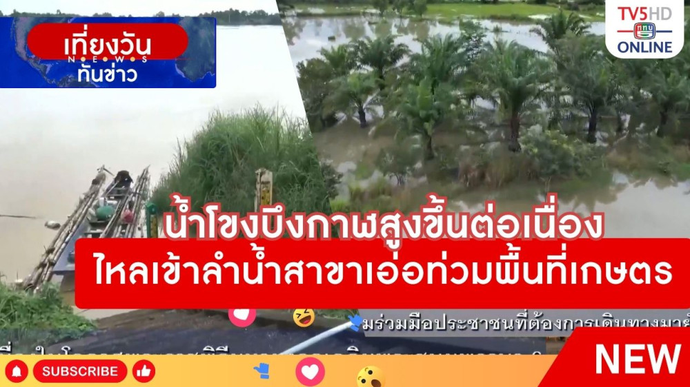 น้ำโขงบึงกาฬสูงขึ้นต่อเนื่อง ไหลเข้าลำน้ำสาขาเอ่อท่วมพื้นที่เกษตร