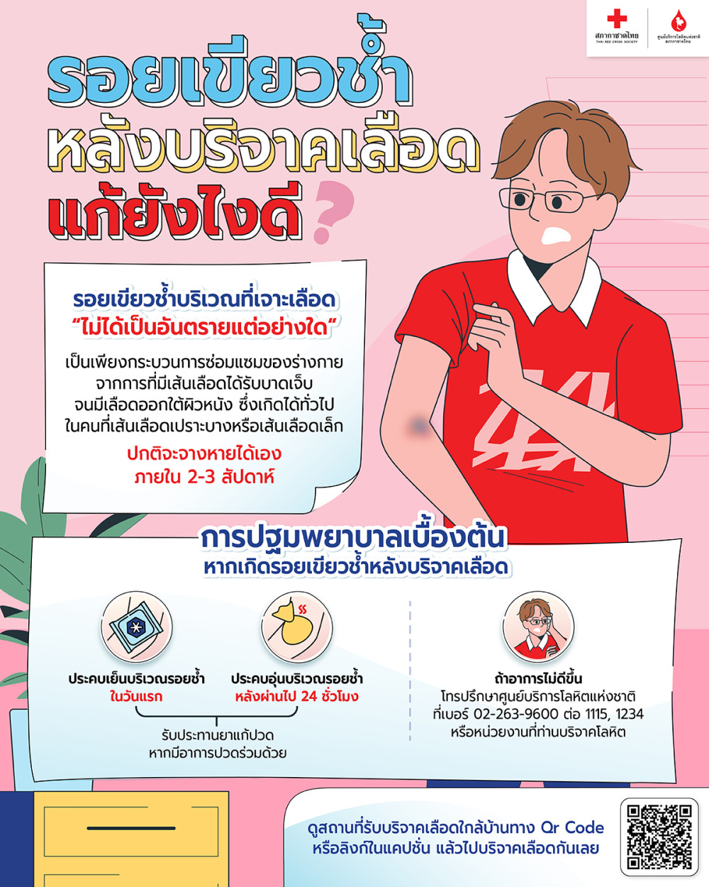 รอยเขียวช้ำ หลังบริจาคเลือด แก้ยังไงดี
