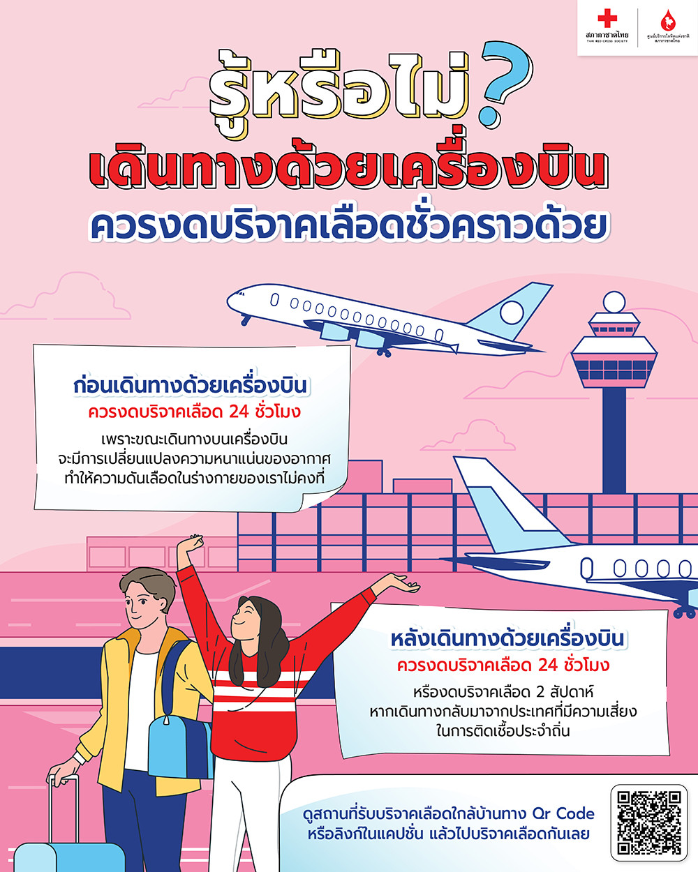 รู้หรือไม่ ?? เดินทางด้วยเครื่องบิน ควรงดบริจาคเลือดชั่วคราวด้วย