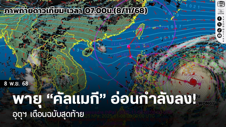 พายุ “คัลแมกี” อ่อนกําลังลง! อุตุฯ เตือนฉบับสุดท้าย