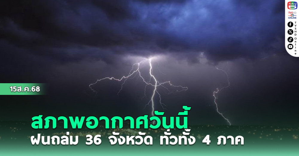 สภาพอากาศวันนี้ ฝนถล่ม 36 จังหวัด ทั่วทั้ง 4 ภาค