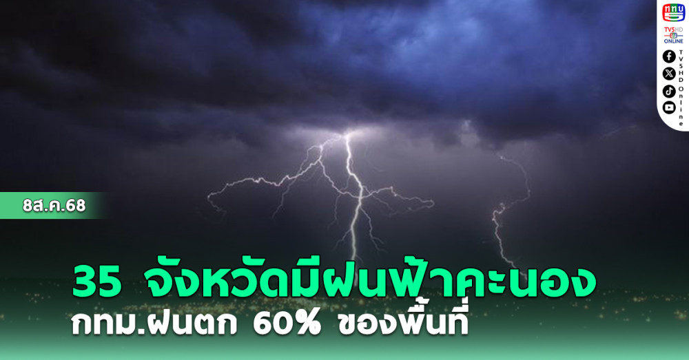 35 จังหวัดมีฝนฟ้าคะนอง กทม.มีฝน60%