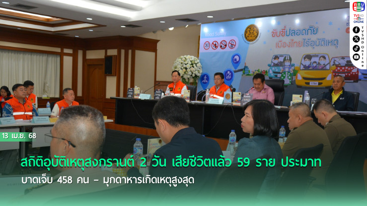 2 วันสงกรานต์ เสียชีวิตแล้ว 59 ราย มุกดาหารอุบัติเหตุสูงสุด