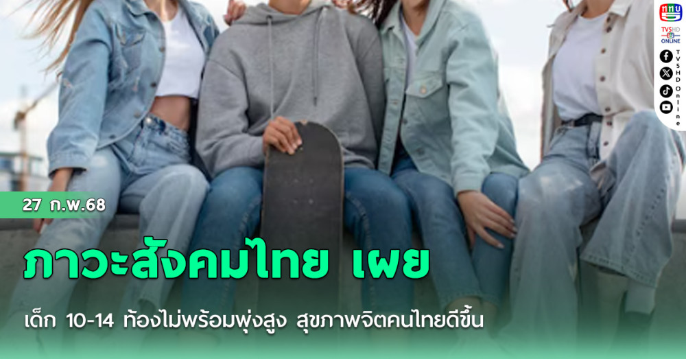 ภาวะสังคมไทย เผย เด็ก 10-14 ท้องไม่พร้อมพุ่งสูง สุขภาพจิตคนไทยดีขึ้น