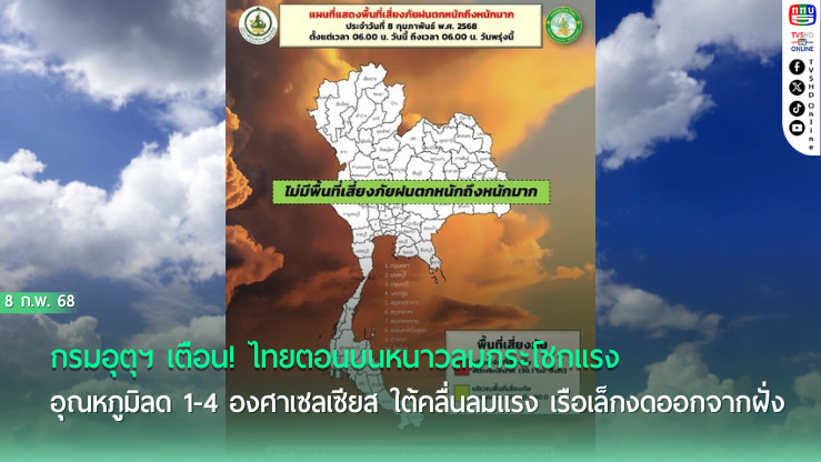 ไทยตอนบนอุณหภูมิลด ใต้คลื่นลมแรง