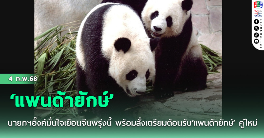 นายกฯอิ๊งค์ มั่นใจเยือนจีนพรุ่งนี้ ลงนามข้อตกลงที่เป็นประโยชน์ทุกมิติ พร้อมสั่งเตรียมต้อนรับ ‘แพนด้ายักษ์’ คู่ใหม่