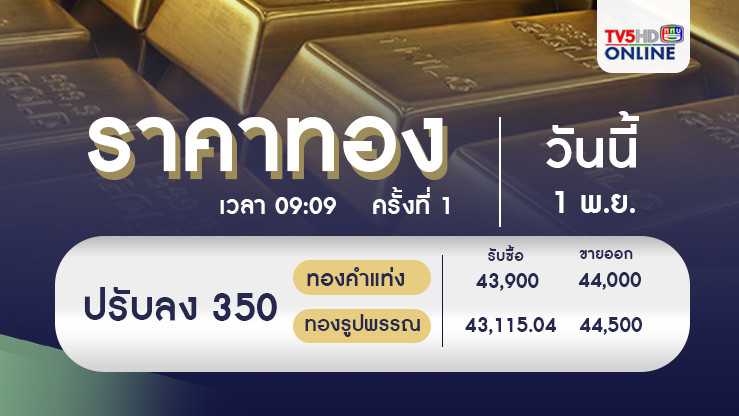 ราคาทองวันนี้ 1 พ.ย. 67