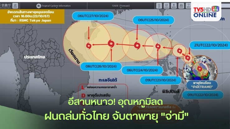 อีสานหนาว! อุณหภูมิลด ฝนถล่มทั่วไทย จับตาพายุ "จ่ามี"