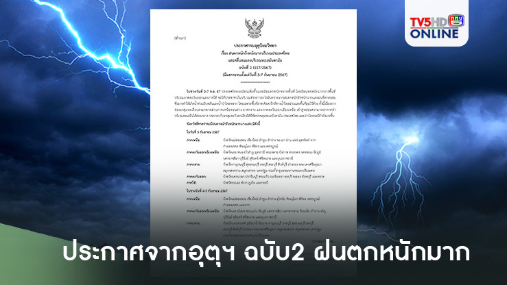 ประกาศจากอุตุฯ ฉบับ2 ฝนตกหนักมาก